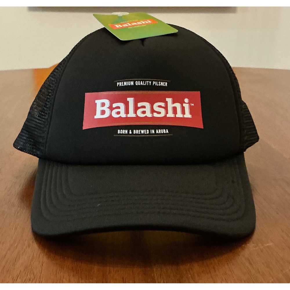 Balashi Beer Aruba Premium Quality Pilsner Black Trucker Hat Snapback NWT